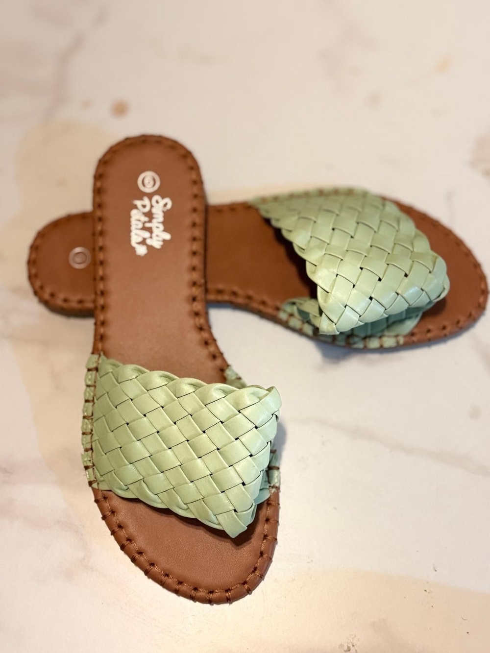 Mint Woven Slide Sandals for Women
